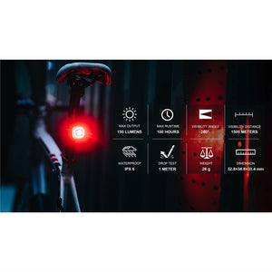 MAGICSHINE REAR LIGHT - SEEMEE 150 - BRAKE & AMBIENT LIGHT SENSOR - USB C CHARGE